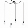 Lampa pająk 4 żarówki Loft Multi Metal Line czarny/czarny tulipan Kolorowe kable do salonu