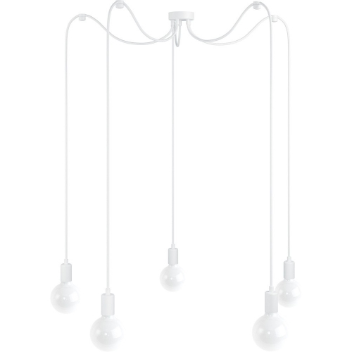 Lampa pająk 5 żarówek Loft Multi Metal Line biały/biały bez Kolorowe kable do salonu