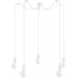 Lampa pająk 5 żarówek Loft Multi Metal Line biały/biały bez Kolorowe kable do salonu
