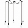 Lampa pająk 5 żarówek Loft Multi Metal Line czarny/czarny tulipan Kolorowe kable do salonu