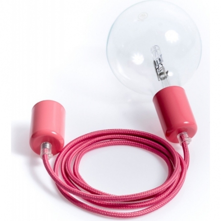 Lampa wisząca żarówka na kablu Loft Metal Line różowa piwonia Kolorowe kable do kuchni i sypialni