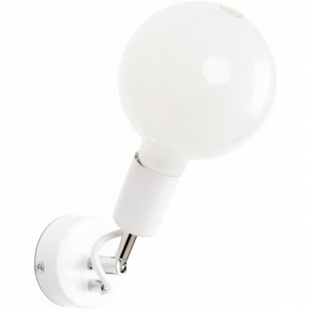 Loft Metal Compact white "bulb" adjustable wall lamp Kolorowe kable