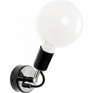 Loft Metal Compact black "bulb" adjustable wall lamp Kolorowe kable