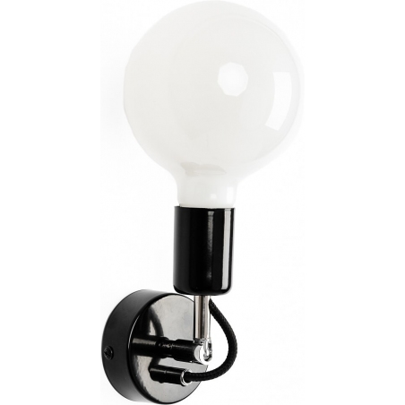 Loft Metal Compact black "bulb" adjustable wall lamp Kolorowe kable