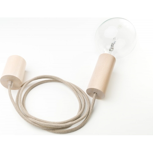 Loft Eco Line B sahara sand  "bulb" wooden pendant lamp Kolorowe kable