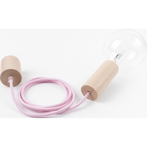Loft Eco Line B pink quartz "bulb" wooden pendant lamp Kolorowe kable