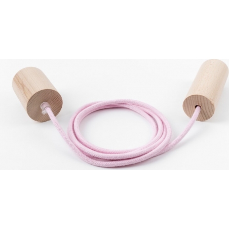 Lampa drewniana wisząca żarówka na kablu Loft Eco Line B różowy kwarc Kolorowe kable w stylu boho