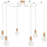 Lampa drewniana wisząca "pająk" Loft Multi Eco Line A VI Kolorowe kable do salonu