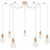 Lampa drewniana wisząca "pająk" Loft Multi Eco Line A VII Kolorowe kable do salonu