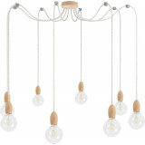 Lampa drewniana wisząca "pająk" Loft Multi Eco Line A VIII Kolorowe kable do salonu