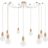Lampa drewniana wisząca "pająk" Loft Multi Eco Line A IX Kolorowe kable do salonu