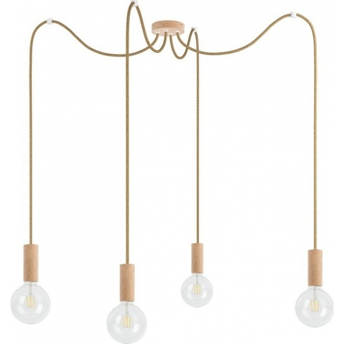 Loft Multi Eco Line B IV "spider" wooden pendant lamp Kolorowe kable