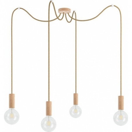 Lampa drewniana wisząca "pająk" Loft Multi Eco Line B IV Kolorowe kable do salonu