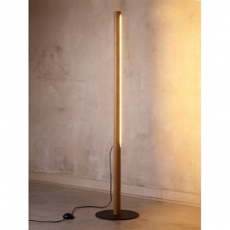 Stylowa Lampa podłogowa drewniana Rollo LED sosna TK Lighting do salonu i czytania
