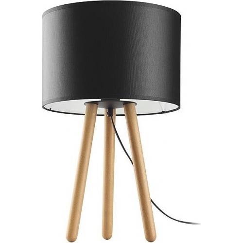 Tokyo pine&amp;black tripod table lamp with shade TK Lighting