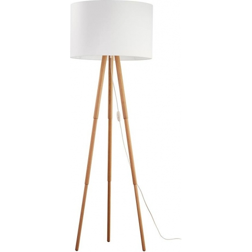 Stylowa Lampa podłogowa trójnóg z abażurem Tokyo sosna/biały TK Lighting do salonu i czytania