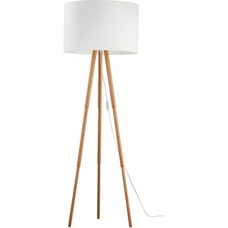 Stylowa Lampa podłogowa trójnóg z abażurem Tokyo sosna/biały TK Lighting do salonu i czytania