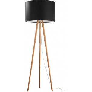 Tokyo pine&amp;black tripod floor lamp with shade TK Lighting