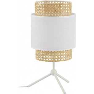 Boho white rattan bedside lamp TK Lighting