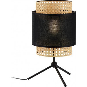 Boho black rattan bedside lamp TK Lighting