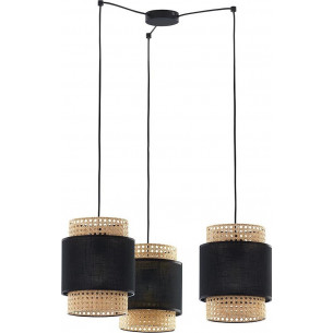 Stylowa Lampa wisząca rattanowa potrójna Boho czarna TK Lighting do salonu, jadalni i kuchni