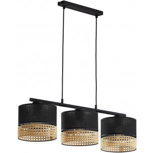 Paglia III black rattan boho pendant lamp TK Lighting