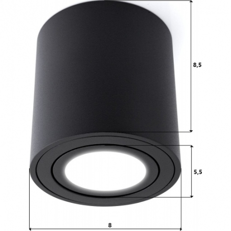 Lampa spot tuba Mini 8 czarna Auhilon do salonu