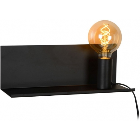 Sebo black industrial wall lamp with shelf Lucide