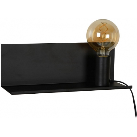 Sebo black industrial wall lamp with shelf Lucide
