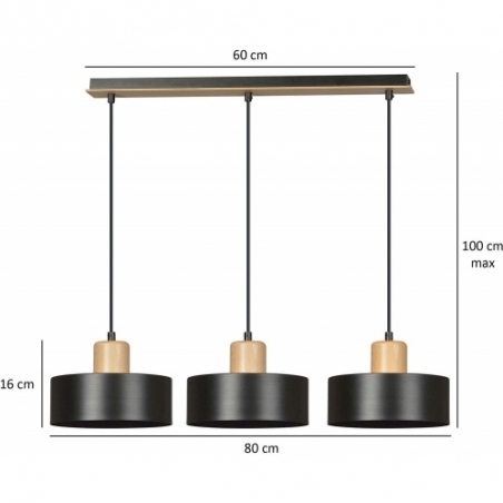 Metalowa Lampa wisząca skandynawska Torin III czarna Emibig do jadalni, kuchni i salonu