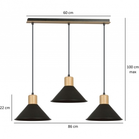 Metalowa Lampa wisząca skandynawska Rowen III czarna Emibig do jadalni, kuchni i salonu
