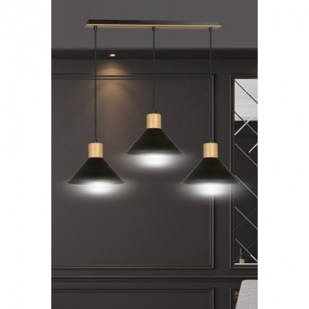 Metalowa Lampa wisząca skandynawska Rowen III czarna Emibig do jadalni, kuchni i salonu