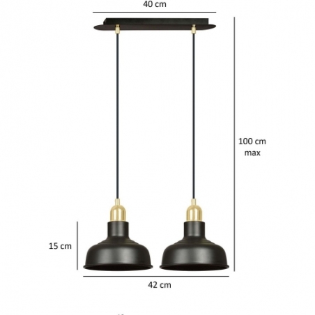 Metalowa Lampa wisząca loft na listwie Ibor II czarno-złota Emibig do jadalni, kuchni i salonu