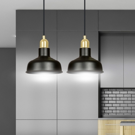 Metalowa Lampa wisząca loft na listwie Ibor II czarno-złota Emibig do jadalni, kuchni i salonu