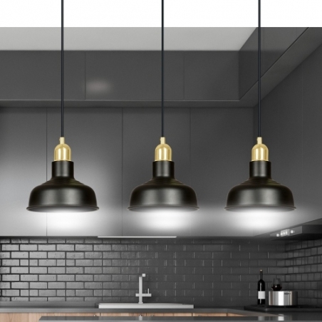 Metalowa Lampa wisząca loft na listwie Ibor III czarno-złota Emibig do jadalni, kuchni i salonu