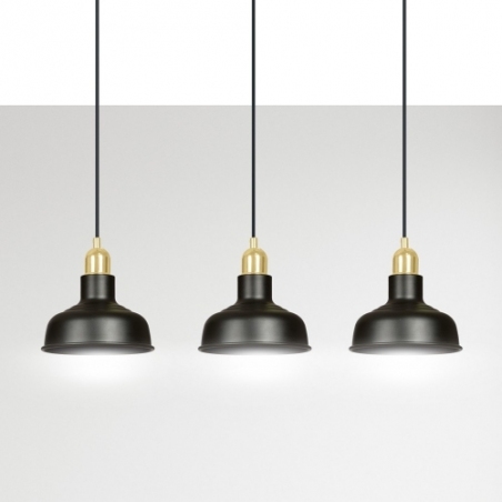 Metalowa Lampa wisząca loft na listwie Ibor III czarno-złota Emibig do jadalni, kuchni i salonu