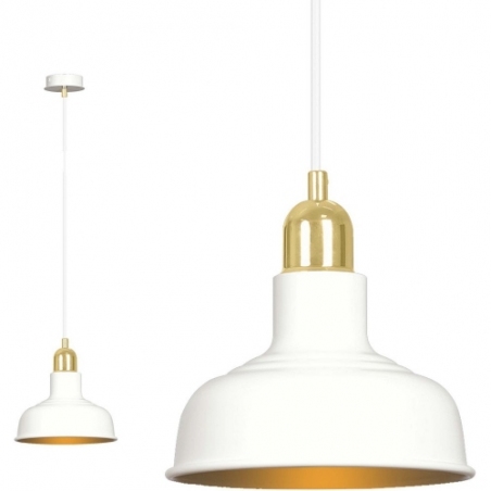 Metalowa Lampa wisząca loft Ibor 21 biało-złota Emibig do jadalni, kuchni i salonu