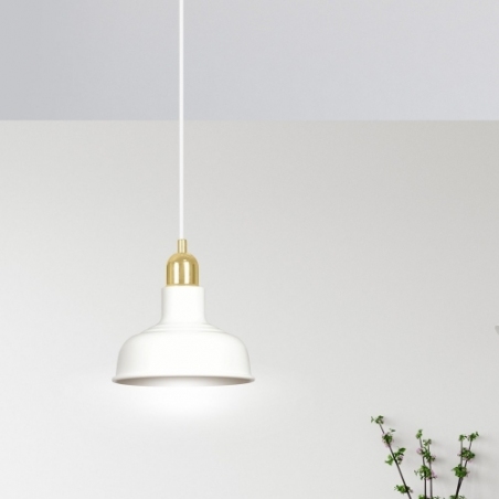 Metalowa Lampa wisząca loft Ibor 21 biało-złota Emibig do jadalni, kuchni i salonu