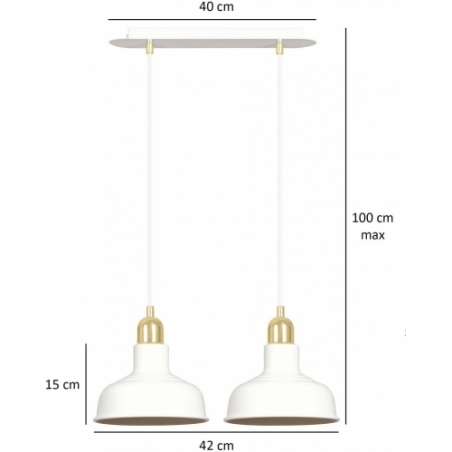 Metalowa Lampa wisząca loft na listwie Ibor II biało-złota Emibig do jadalni, kuchni i salonu