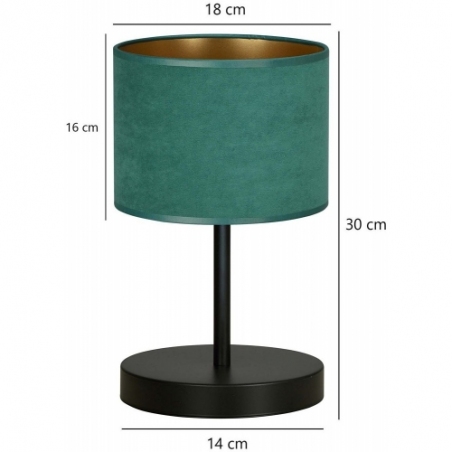 Hilde green bedside lamp with shade Emibig