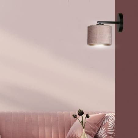 Elegancki Kinkiet z abażurem Hilde różowy Emibig do sypialni i salonu