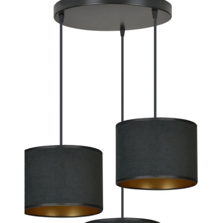 Elegancka Lampa wisząca potrójna Hilde Premium czarna Emibig do salonu i sypialni