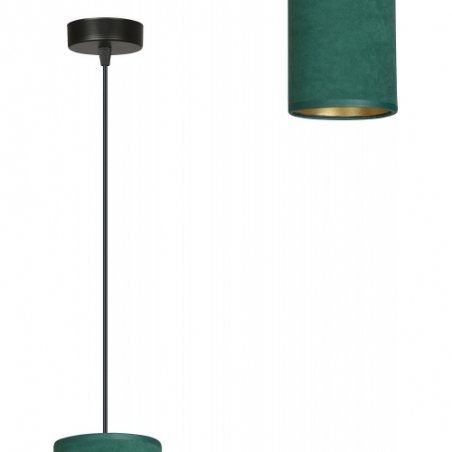 Elegancka Lampa wisząca tuba z abażurem Bente 10 zielona Emibig do salonu i sypialni