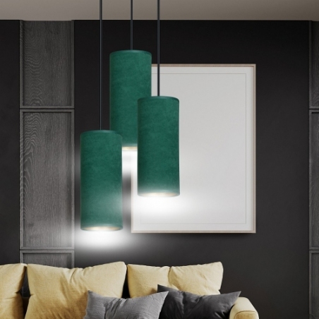 Elegancka Lampa wisząca potrójna Bente Premium III zielona Emibig do salonu i sypialni