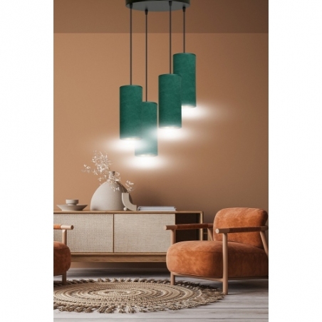 Elegancka Lampa wisząca z abażurami Bente Premium IV zielona Emibig do salonu i sypialni