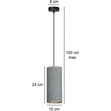 Bente 10 grey tube pendant lamp with shade Emibig