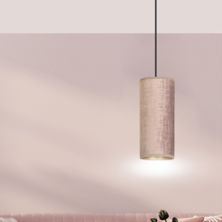 Elegancka Lampa wisząca tuba z abażurem Bente 10 różowa Emibig do salonu i sypialni