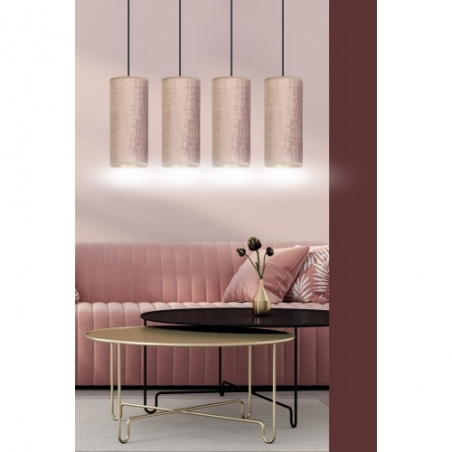 Elegancka Lampa wiszące tuby na listwie Bente IV różowa Emibig nad stół i wyspę kuchenną