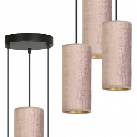 Elegancka Lampa wisząca potrójna Bente Premium III różowa Emibig do salonu i sypialni