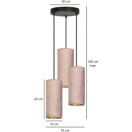 Bente Premium III pink triple pendant lamp Emibig